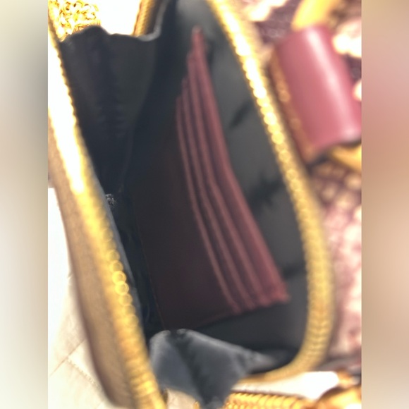 Thacker Farrow leather python embossed crossbody phone case wallet burgundy gold - Picture 7 of 10